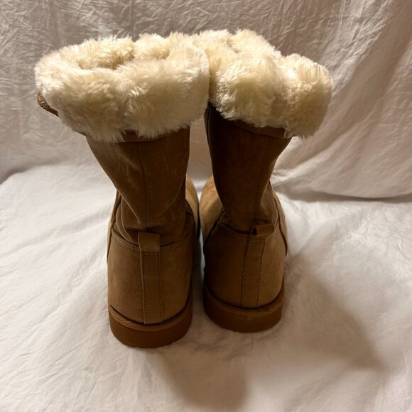 NEW WOMEN'S OLD NAVY CHESNUT FASHION ZIP BOOTS SIZE 9 FAUX FUR - Picture 4 of 5